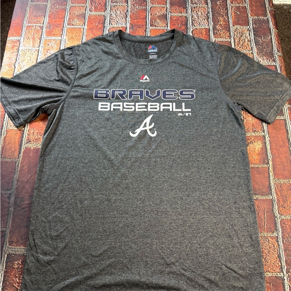 Majestic Gray Braves Baseball Tee